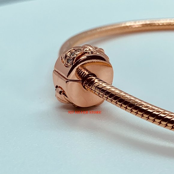 PANDORA Rose Gold Sparkling Bowtie Clip charm 7873 - Picture 6 of 13